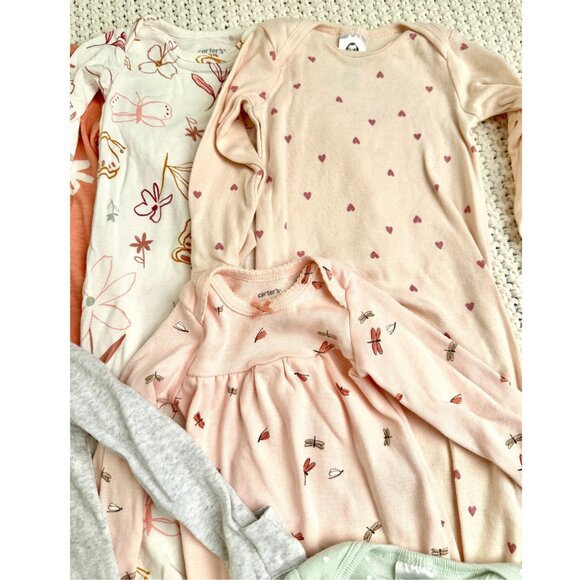 (8) Newborn & 0-3 Months Baby Girl Soft Sleep Gowns Bundle - Picture 3 of 6